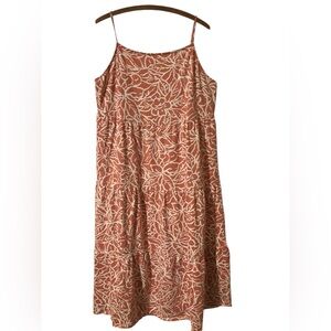 GAP Dress Size XL Tiered Midi Summer Beach Sundress Vacation Cotton Coral